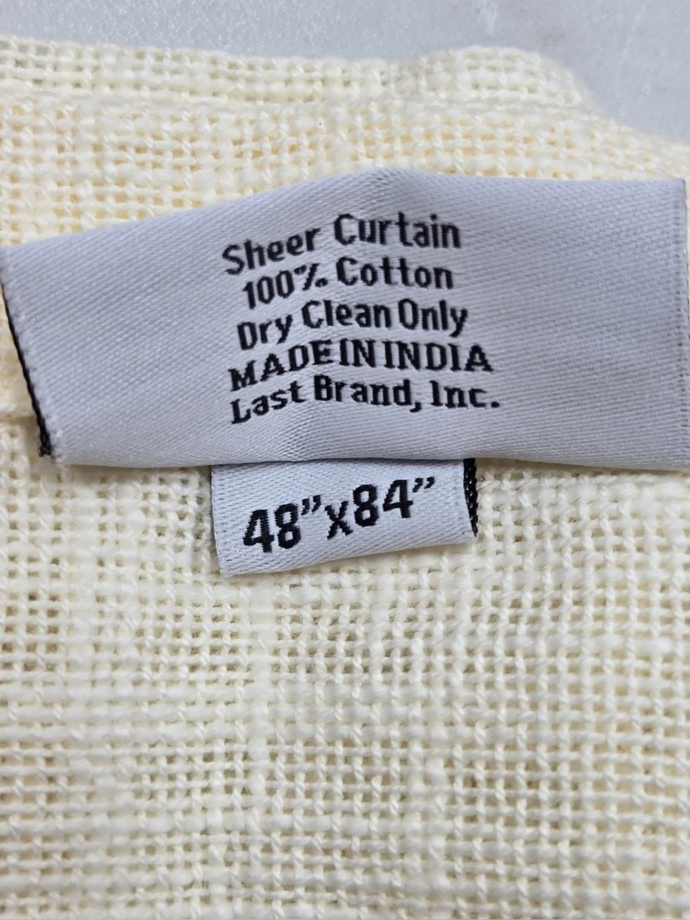 NWT QUINCE Set Of 2 48x84 Cotton Sheer Curtains Ivory 0769
